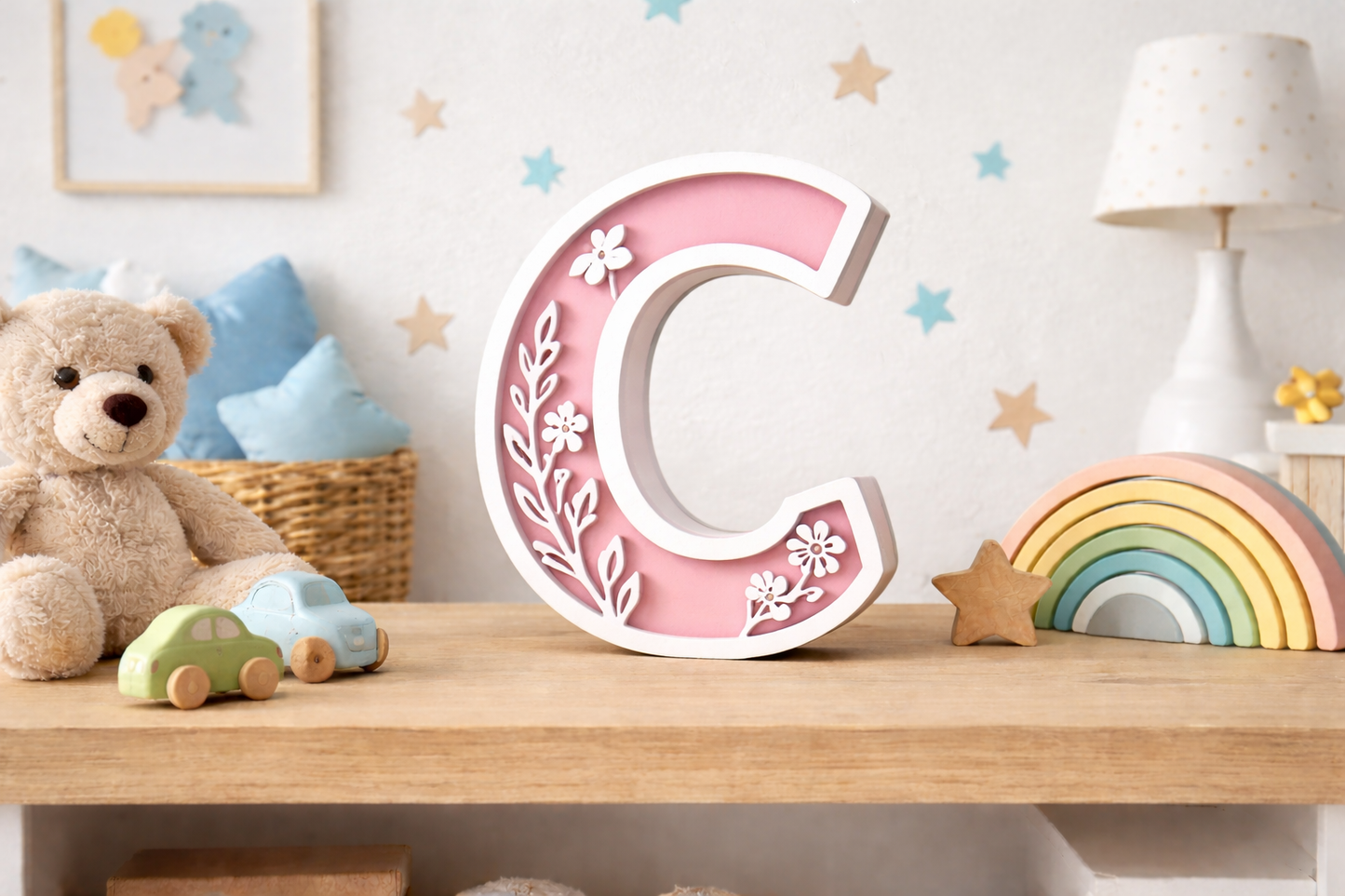 Lettere 3D Personalizzate Floreali – Iniziali Decorative stile floreale