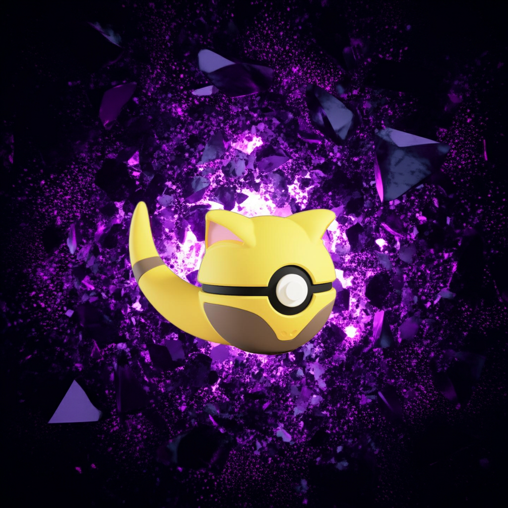 Poké Ball 3D ispirata a Abra – Sfera decorativa da collezione (#0063)