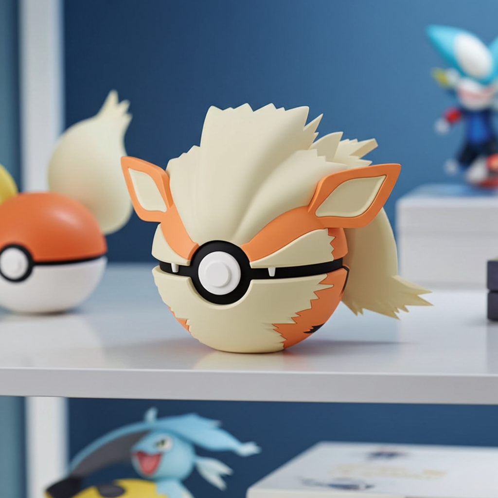 Poké Ball 3D ispirata a Arcanine – Sfera decorativa da collezione (#0059)