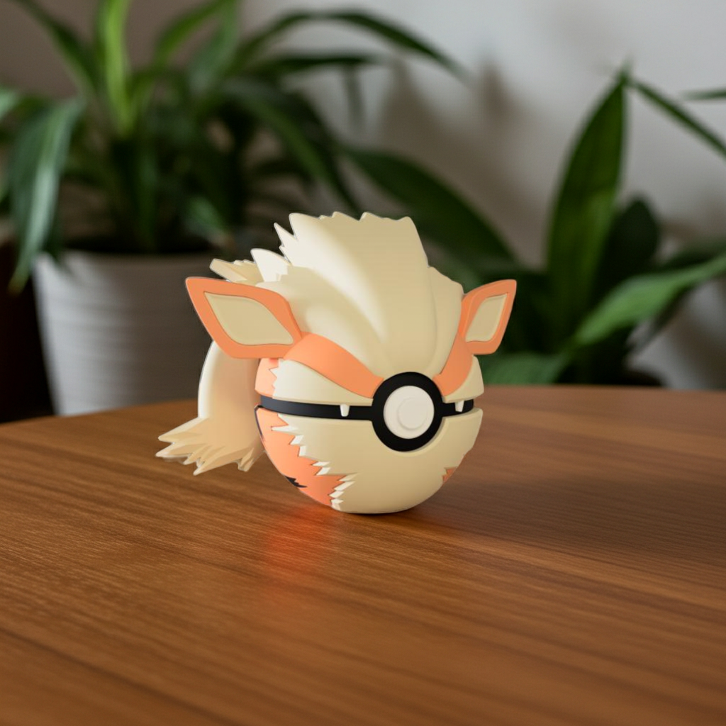 Poké Ball 3D ispirata a Arcanine – Sfera decorativa da collezione (#0059)