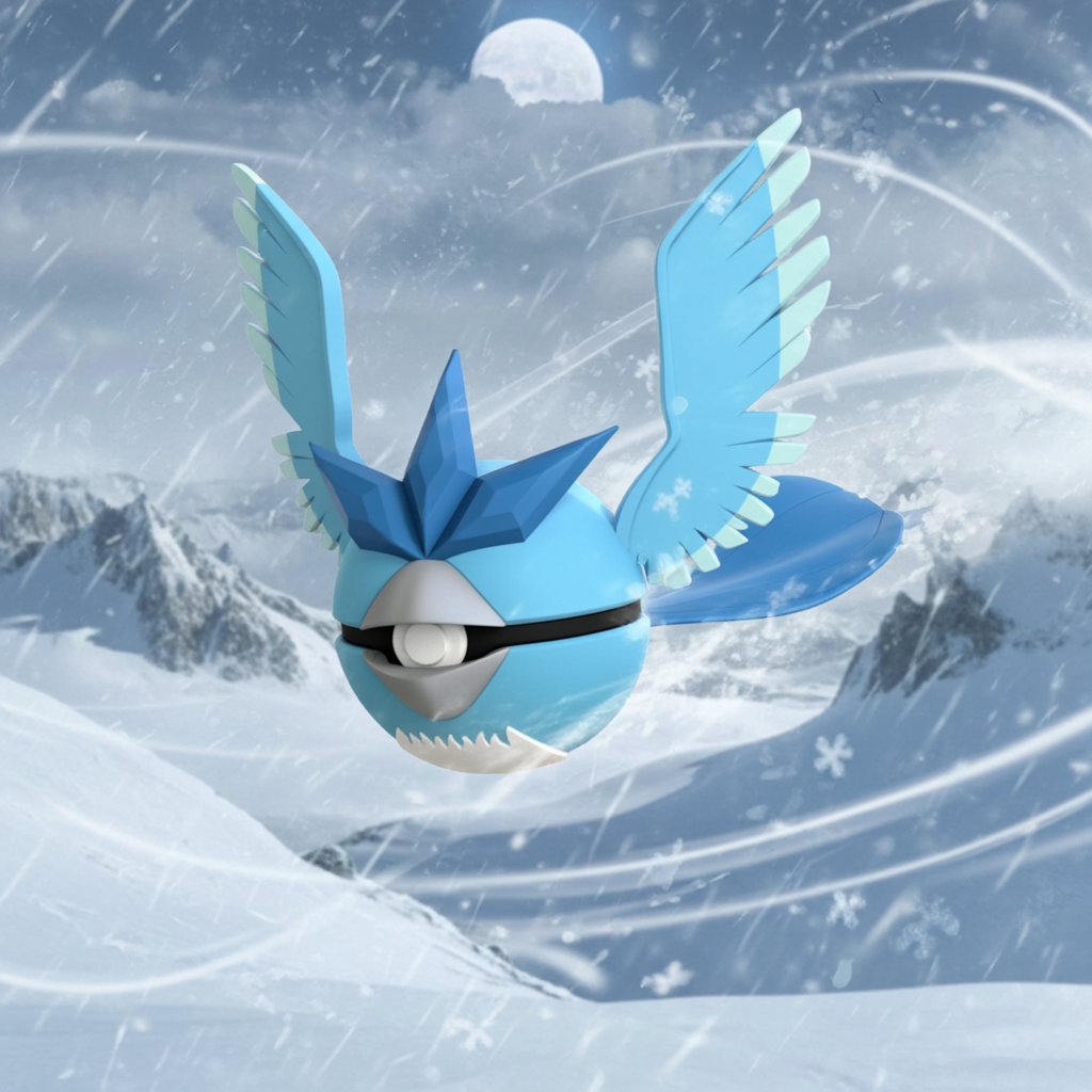 Poké Ball 3D ispirata a Articuno – Sfera decorativa da collezione (#0144)