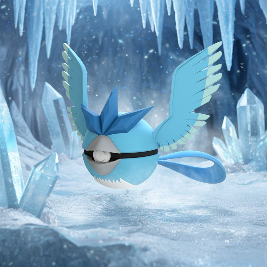 Poké Ball 3D ispirata a Articuno – Sfera decorativa da collezione (#0144)