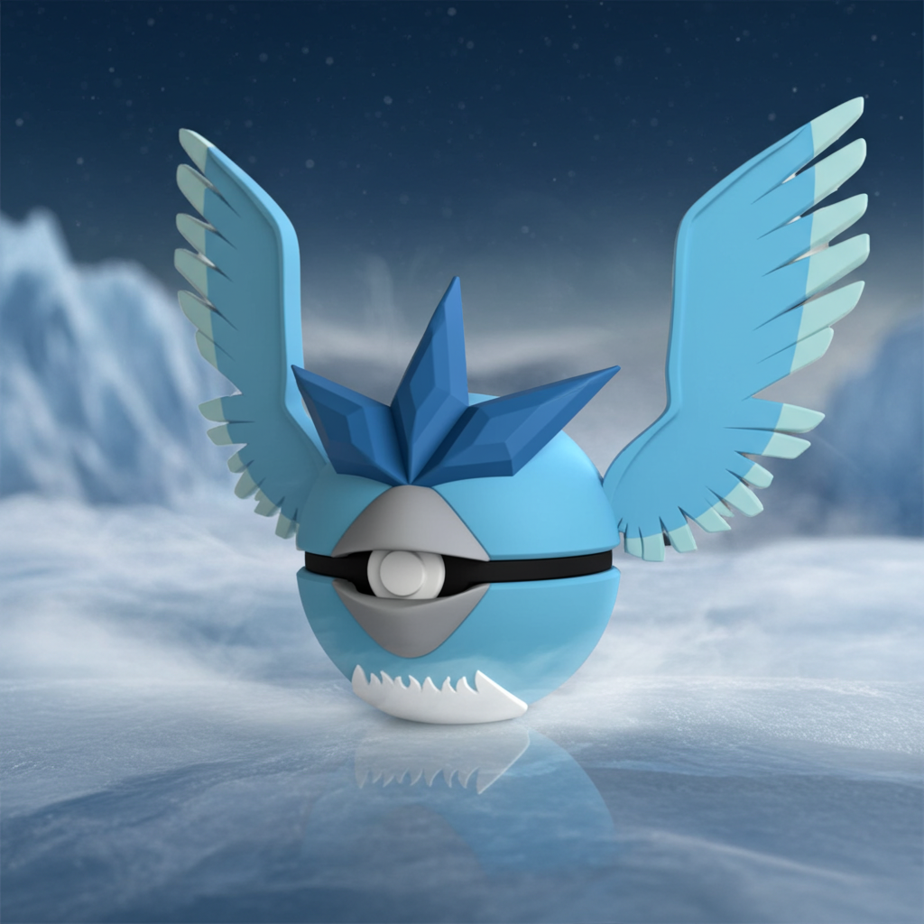 Poké Ball 3D ispirata a Articuno – Sfera decorativa da collezione (#0144)