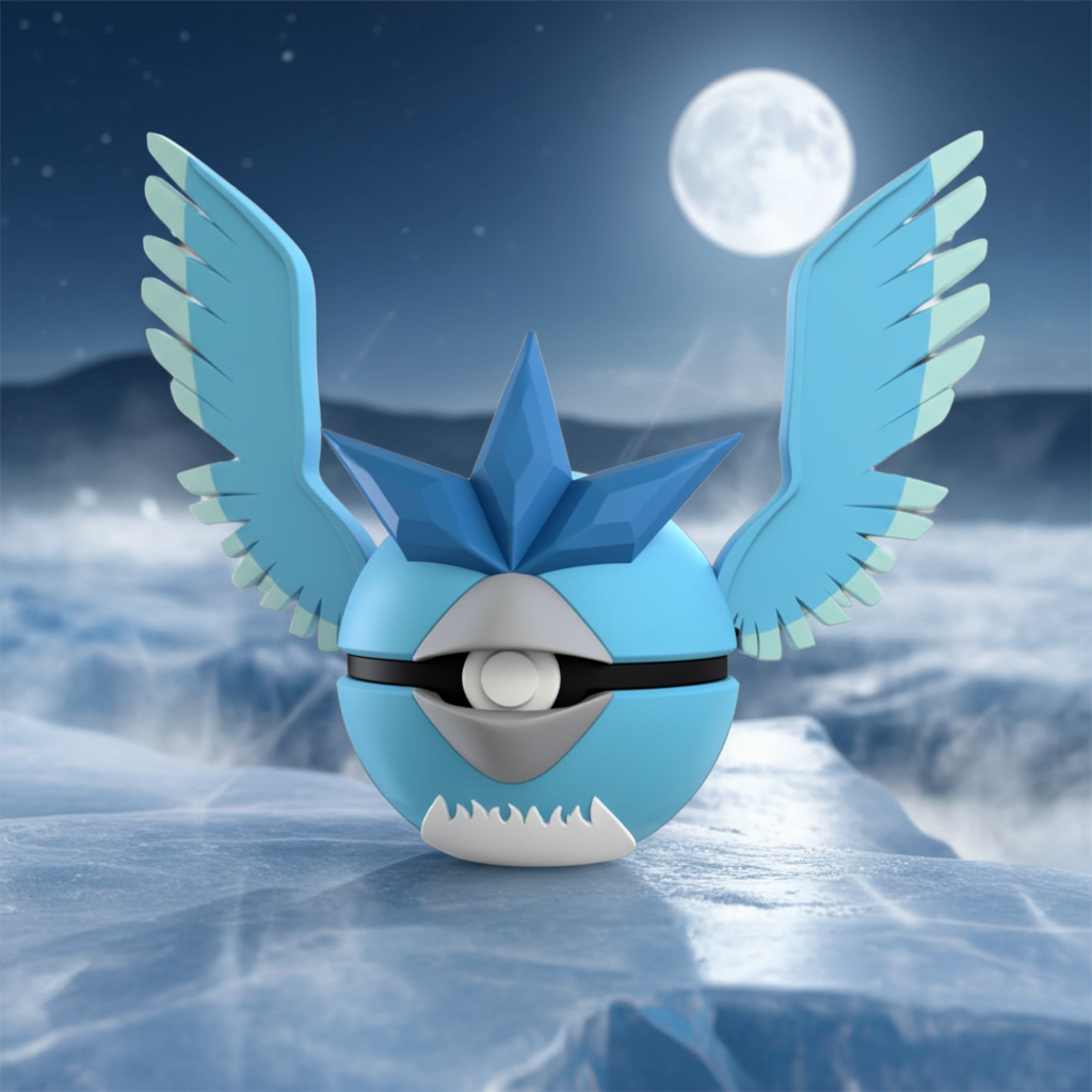 Poké Ball 3D ispirata a Articuno – Sfera decorativa da collezione (#0144)