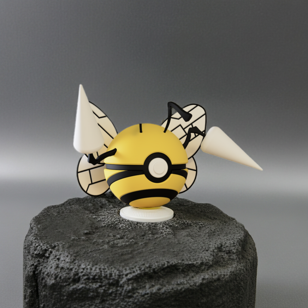 Poké Ball 3D ispirata a Beedrill – Sfera decorativa da collezione (#0015)