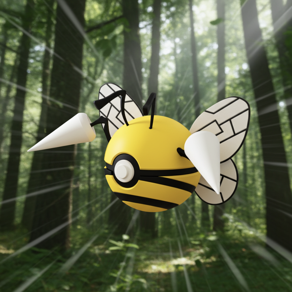 Poké Ball 3D ispirata a Beedrill – Sfera decorativa da collezione (#0015)