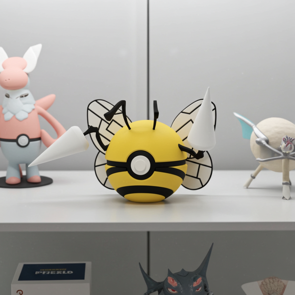 Poké Ball 3D ispirata a Beedrill – Sfera decorativa da collezione (#0015)