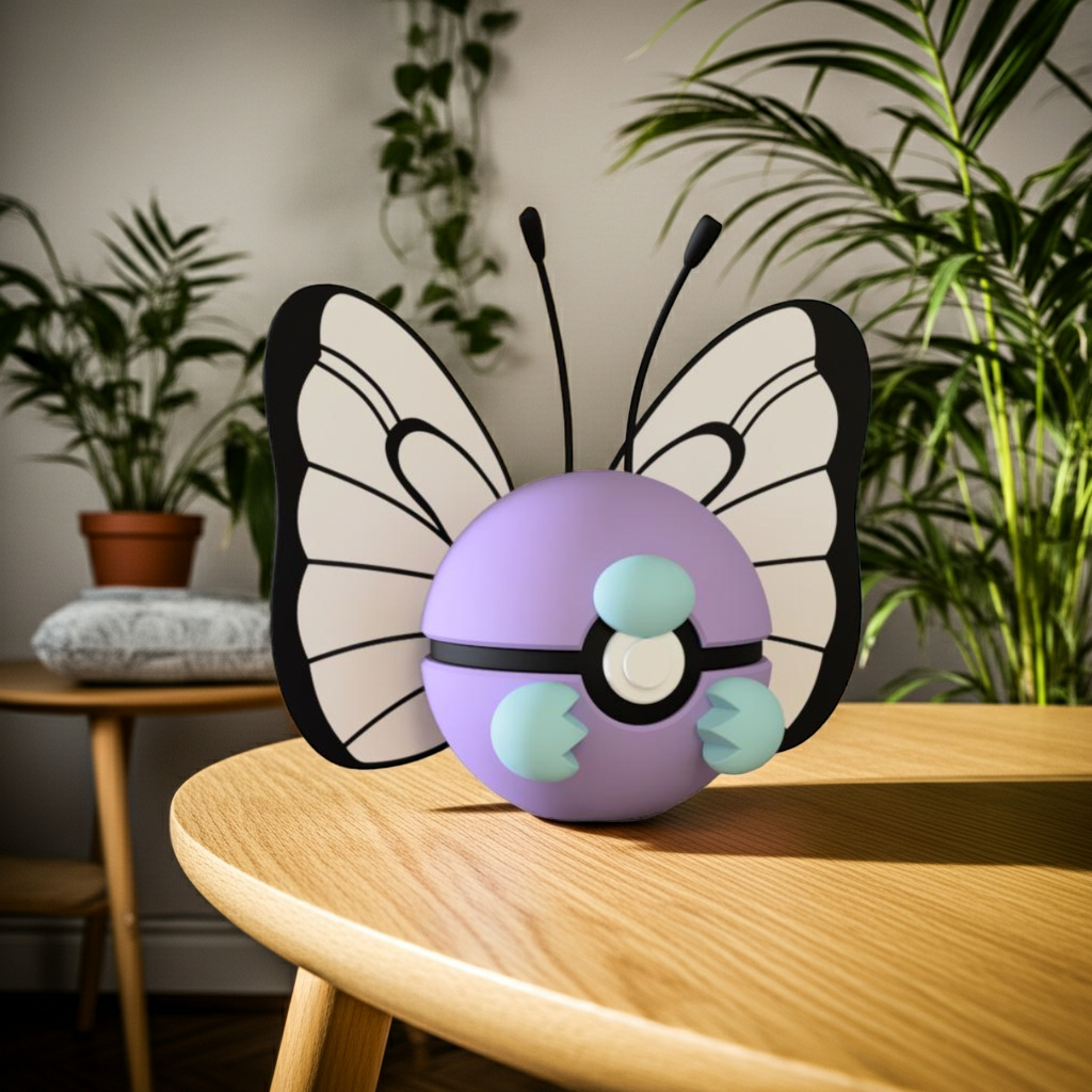 Poké Ball 3D ispirata a Butterfree – Sfera decorativa da collezione (#0012)