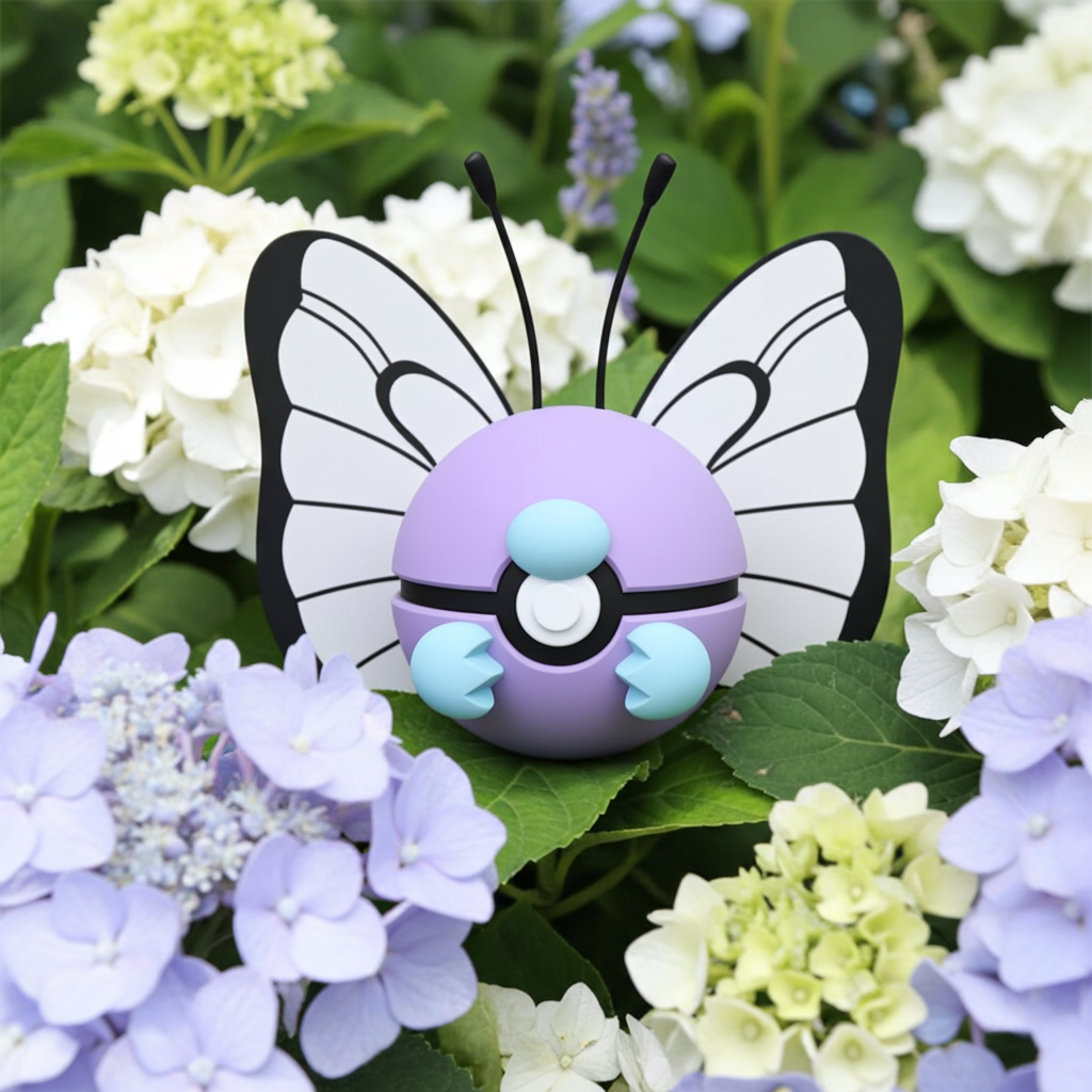 Poké Ball 3D ispirata a Butterfree – Sfera decorativa da collezione (#0012)