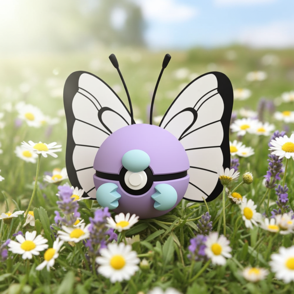 Poké Ball 3D ispirata a Butterfree – Sfera decorativa da collezione (#0012)