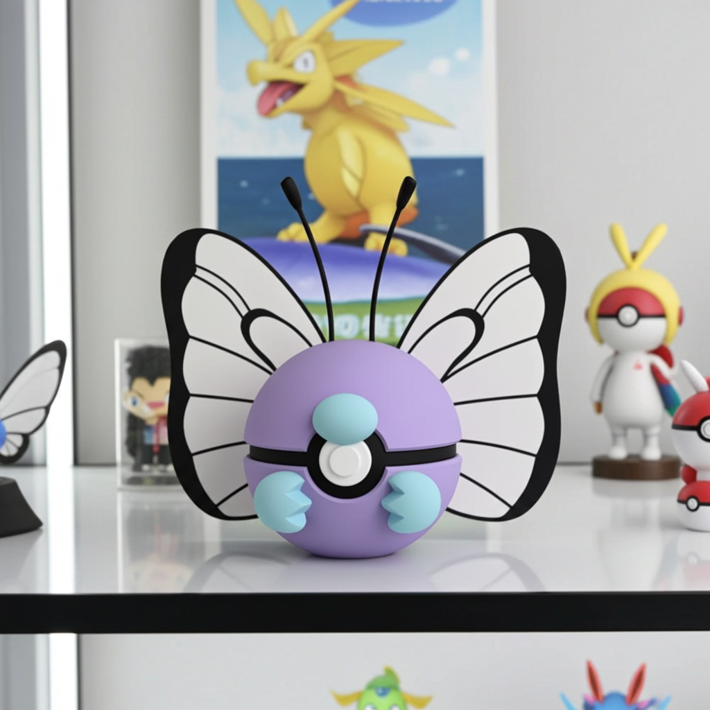 Poké Ball 3D ispirata a Butterfree – Sfera decorativa da collezione (#0012)