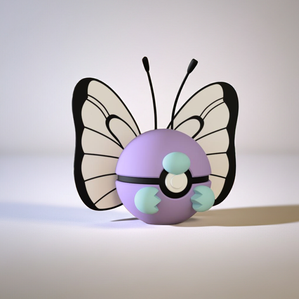 Poké Ball 3D ispirata a Butterfree – Sfera decorativa da collezione (#0012)