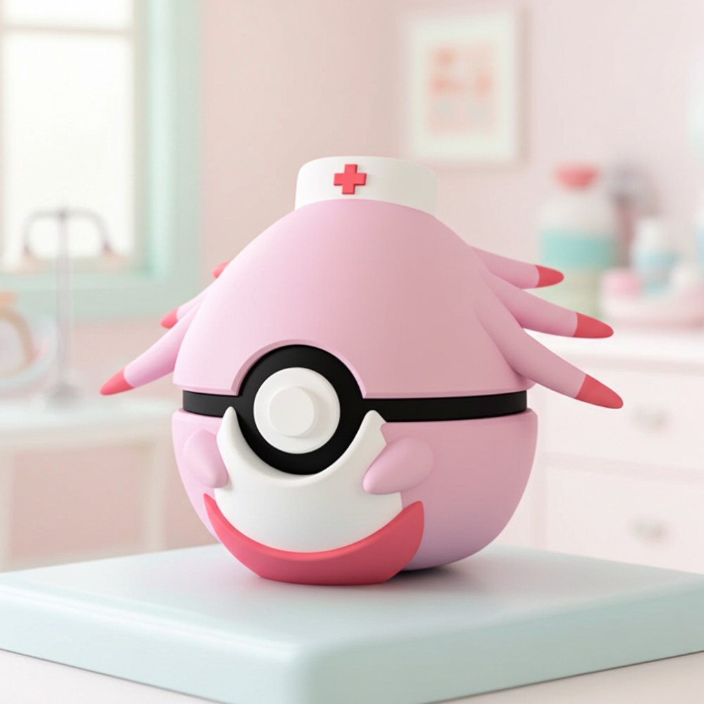Poké Ball 3D ispirata a Chansey – Sfera decorativa da collezione (#0113)