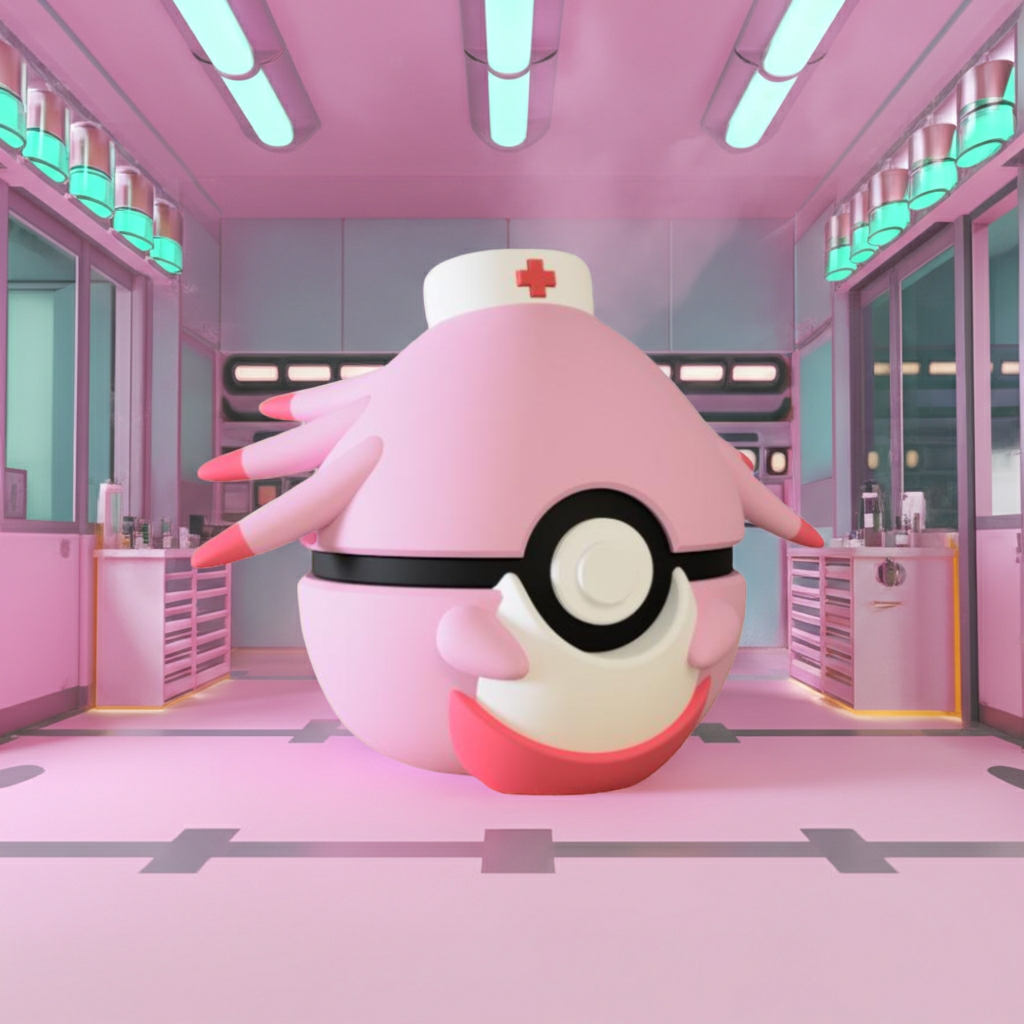 Poké Ball 3D ispirata a Chansey – Sfera decorativa da collezione (#0113)