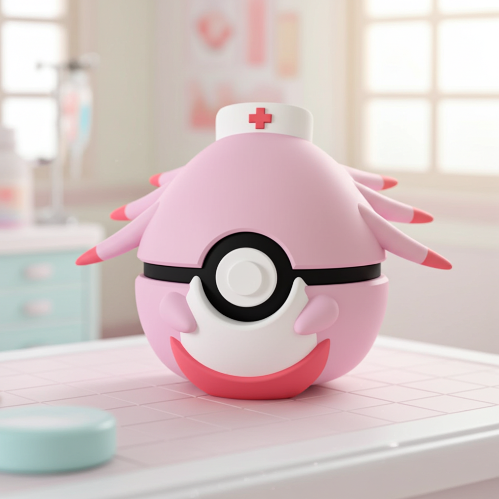 Poké Ball 3D ispirata a Chansey – Sfera decorativa da collezione (#0113)