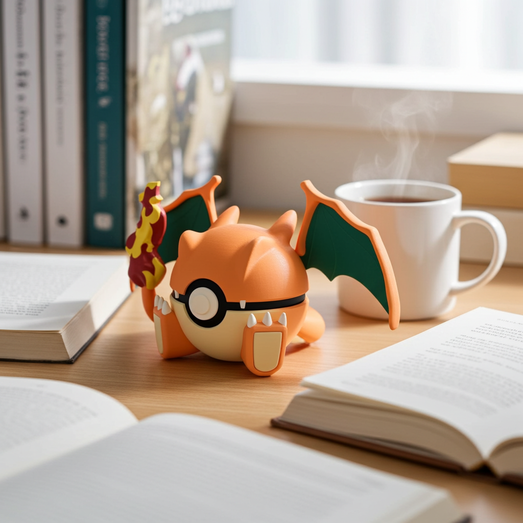 Poké Ball 3D ispirata a Charizard – Sfera decorativa da collezione (#0006)