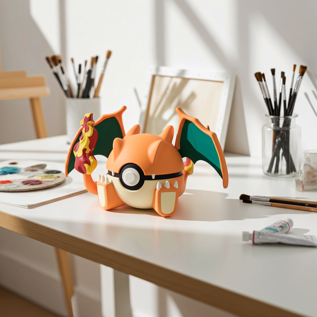 Poké Ball 3D ispirata a Charizard – Sfera decorativa da collezione (#0006)