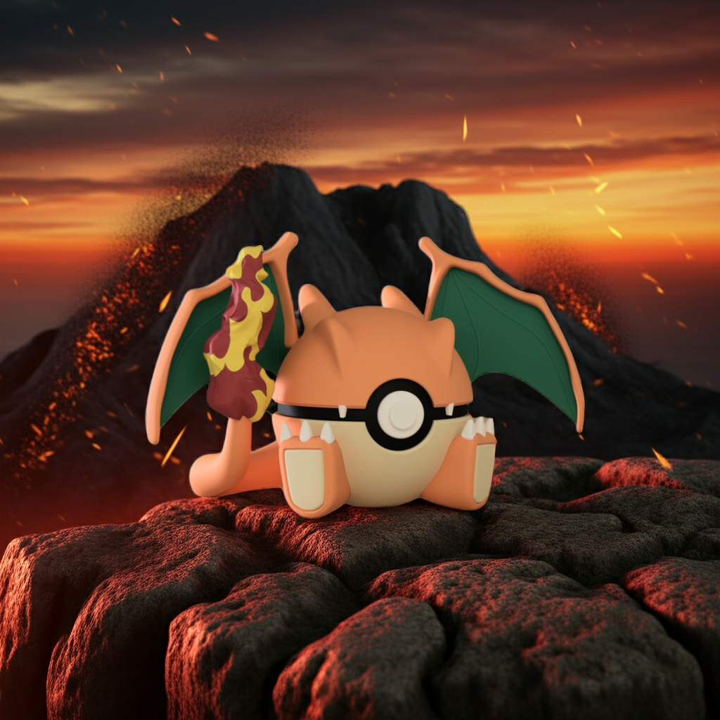 Poké Ball 3D ispirata a Charizard – Sfera decorativa da collezione (#0006)