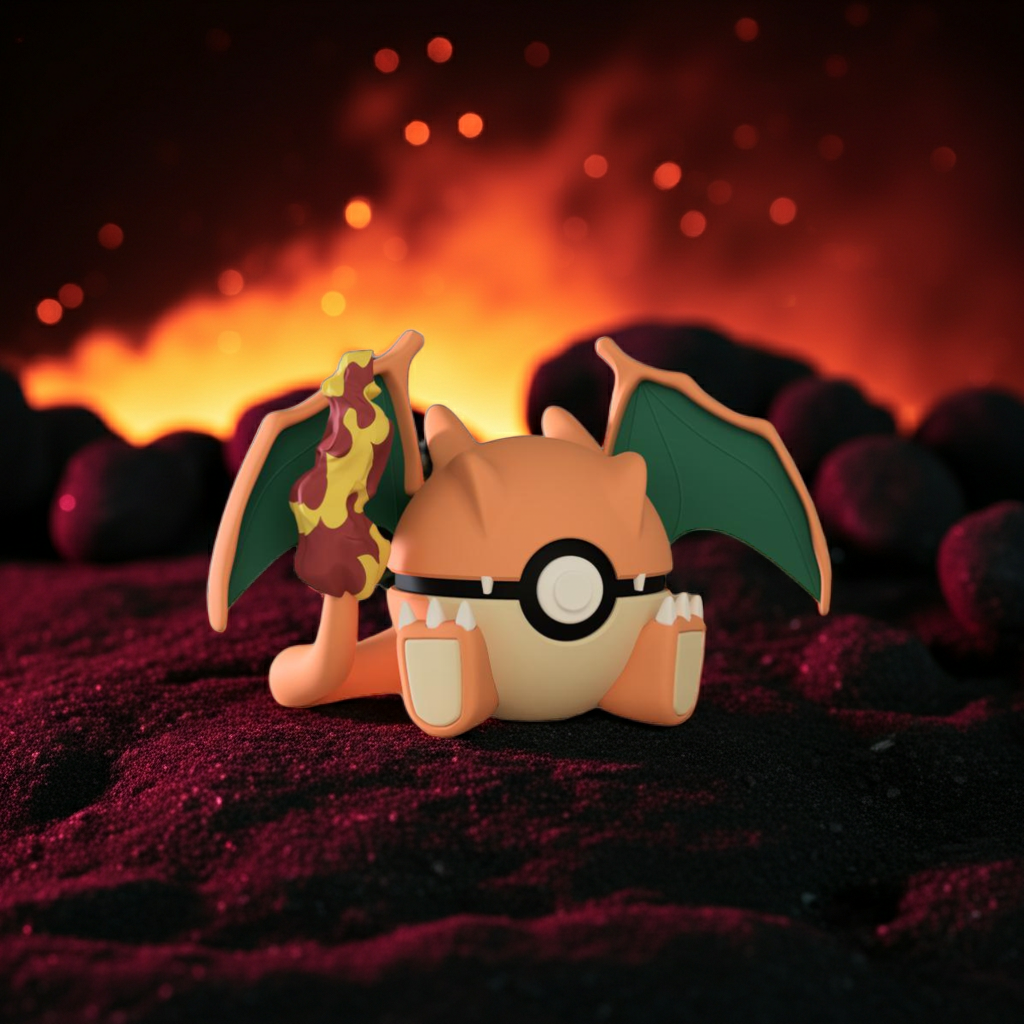Poké Ball 3D ispirata a Charizard – Sfera decorativa da collezione (#0006)