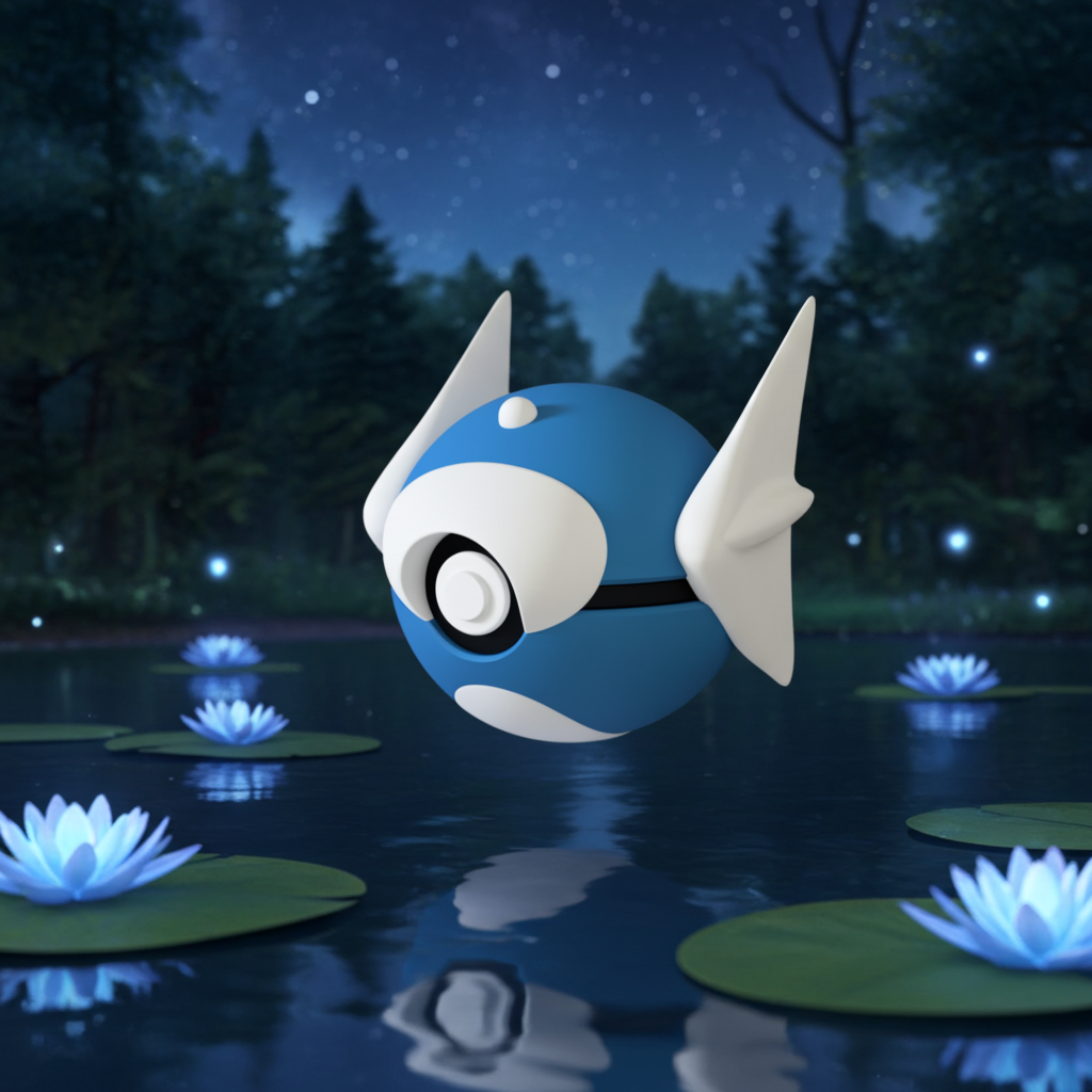 Poké Ball 3D ispirata a Dratini – Sfera decorativa da collezione (#0147)