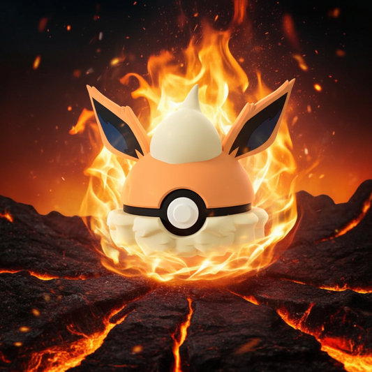 Poké Ball 3D ispirata a Flareon – Sfera decorativa da collezione (#0136)