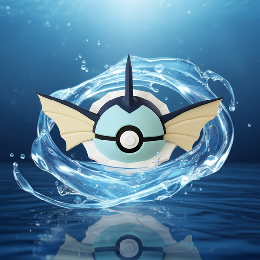Poké Ball 3D ispirata a Vaporeon – Sfera decorativa da collezione (#0134)