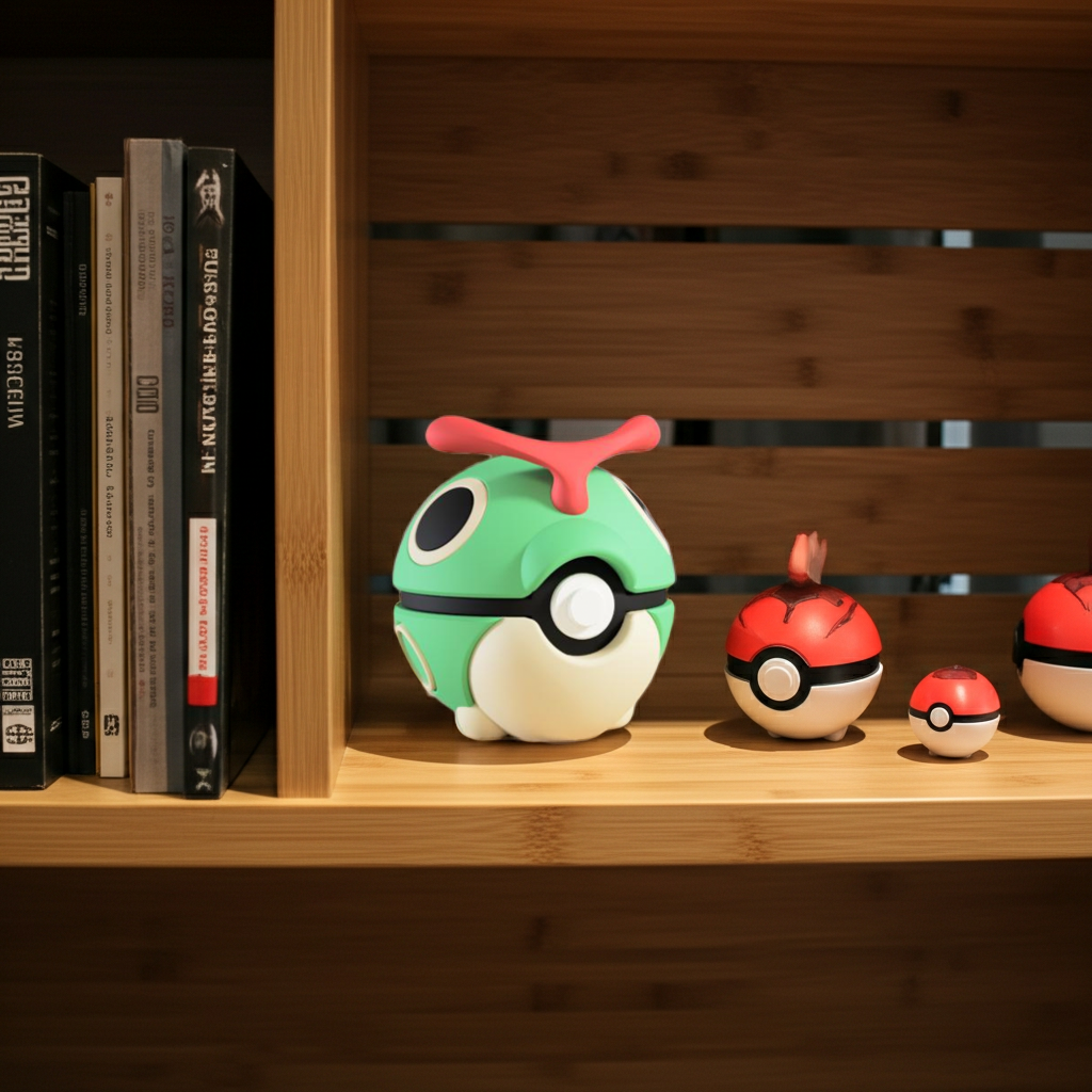 Poké Ball 3D ispirata a Caterpie – Sfera decorativa da collezione (#0010)