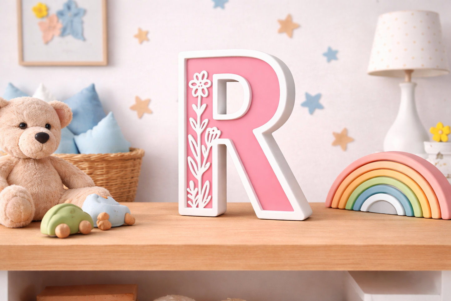 Lettere 3D Personalizzate Floreali – Iniziali Decorative stile floreale