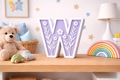 Lettere 3D Personalizzate Floreali – Iniziali Decorative stile floreale