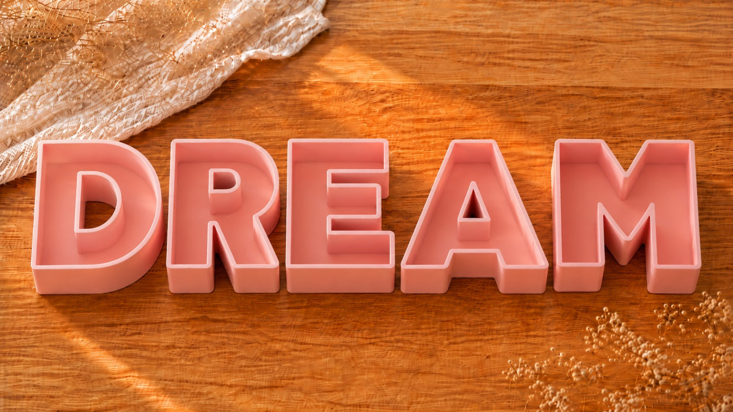 Lettere 3D riempibili DREAM rosa vuote