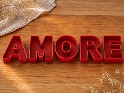 Lettere 3D riempibili AMORE rosse vuote