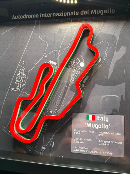 Dettaglio tracciato tricolore del Mugello in rilievo